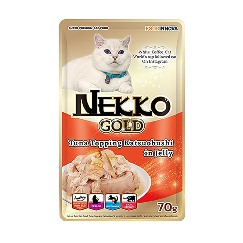 อาหารเปียกแมว NEKKO GOLD TUNA WITH KATSUO IN JELLY 70 ก.