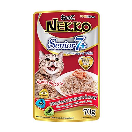 อาหารเปียกแมว NEKKO TUNA & SALMON IN JELLY 7+ 70 ก._0