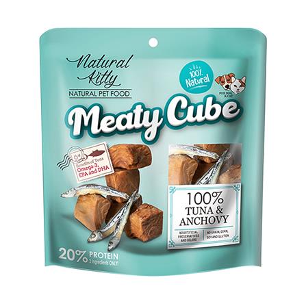 อาหารเปียกสุนัขและแมว NATURAL KITTY MEATY CUBE TUNA & ANCHOVY 60 ก._0