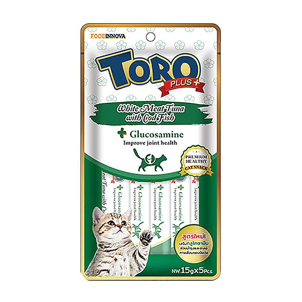 ขนมแมวเลีย TORO PLUS WHITE MEAT TUNA WITH COD FISH แพ็ก 5 ชิ้น
