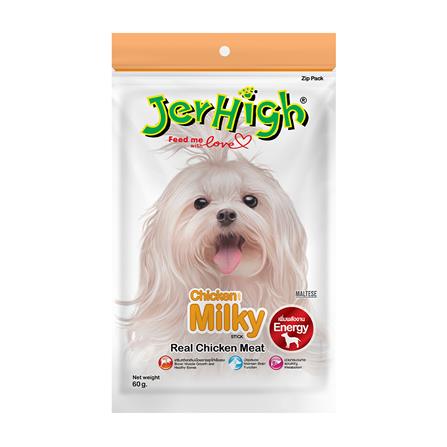 ขนมสุนัข JERHIGH CHICKEN WITH MILKY STICK 60 กรัม