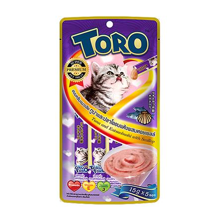 ขนมแมวเลีย TORO TUNA AND KATSUOBUSHI WITH SCALLOP แพ็ก 5 ชิ้น