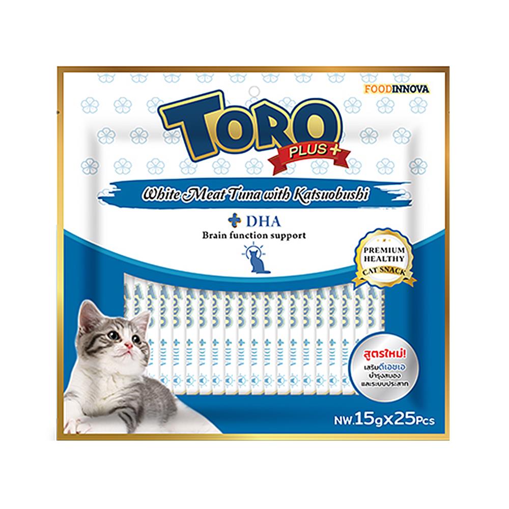 ขนมแมวเลีย TORO PLUS WHITE MEAT TUNA WITH KATSUOBUSHI แพ็ก 25 ชิ้น