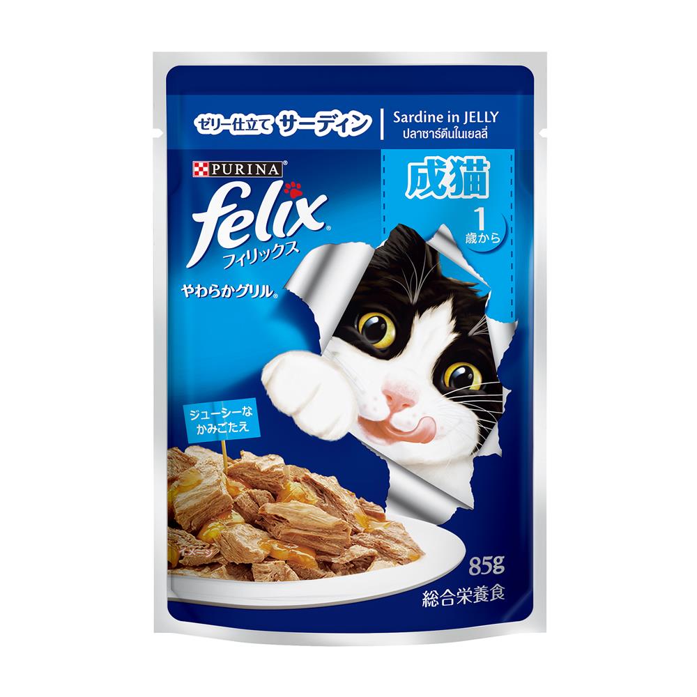 อาหารเปียกแมว FELIX ADULT SARDINE IN JELLY 85 ก.