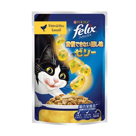 อาหารเปียกแมว FELIX SENSATIONS CHICKEN AND SPINACH IN JELLY 85 ก._0