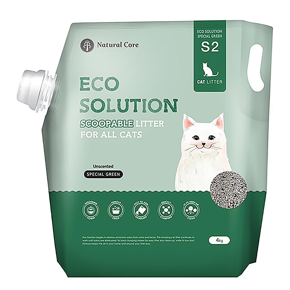 ทรายแมวภูเขาไฟ NATURAL CORE ECO SOLUTION SPECIAL GREEN 4 กก.