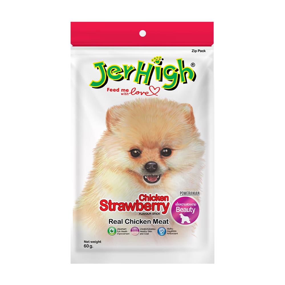 ขนมสุนัข JERHIGH CHICKEN STRAWBERRY STICK 60 กรัม