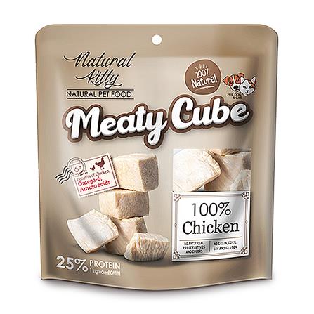 อาหารเปียกสุนัขและแมว NATURAL KITTY MEATY CUBE CHICKEN 60 ก._0