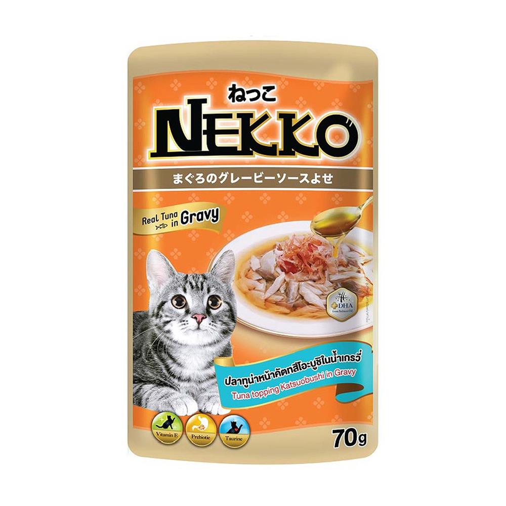 อาหารเปียกแมว NEKKO TUNA WITH KATSUOBUSHI IN GRAVY 70 ก.