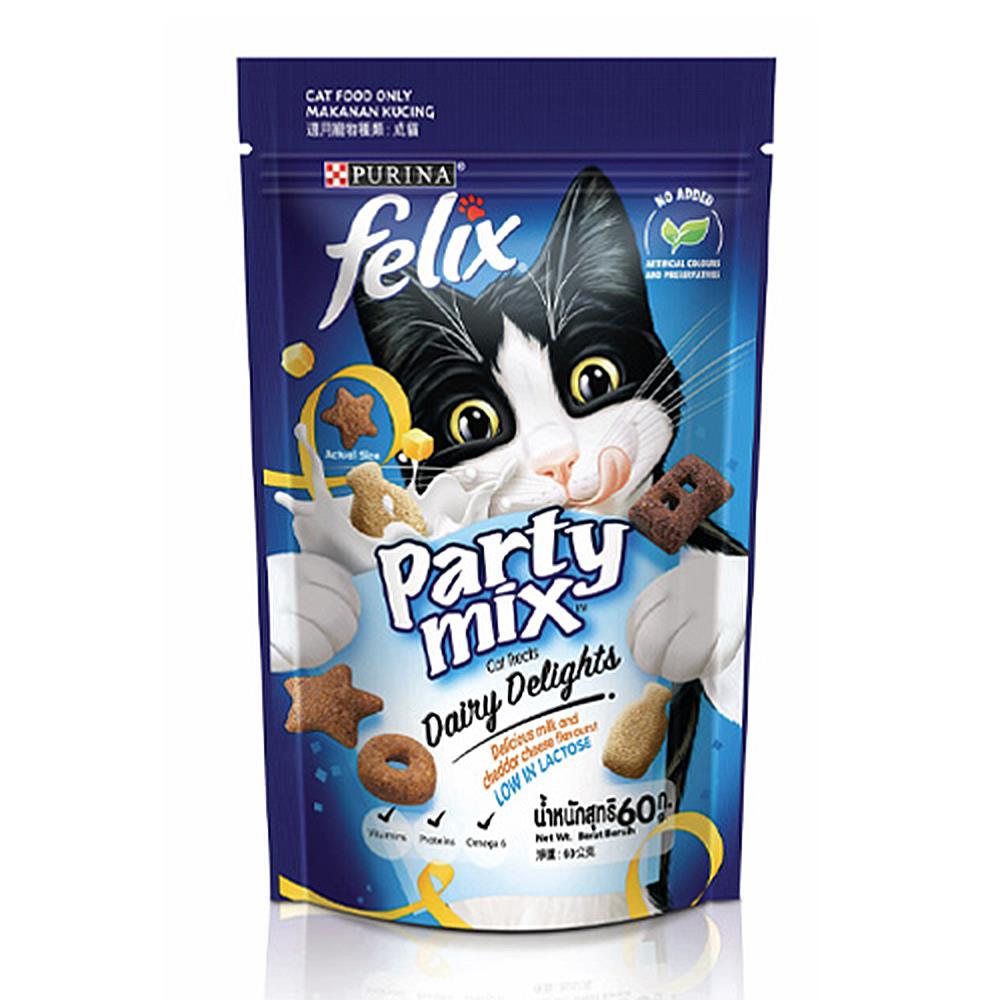 ขนมแมว FELIX PARTY MIX MILK & CHEDDAR CHEESE 60 ก.