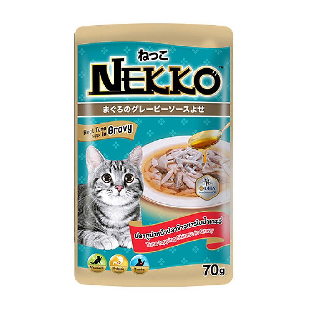 อาหารเปียกแมว NEKKO TUNA WITH SHIRASU IN GRAVY 70 ก.
