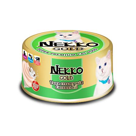 อาหารเปียกแมว NEKKO GOLD ทูน่าครีมมี่ผสมน้ำมันมะพร้าว 85 ก._0