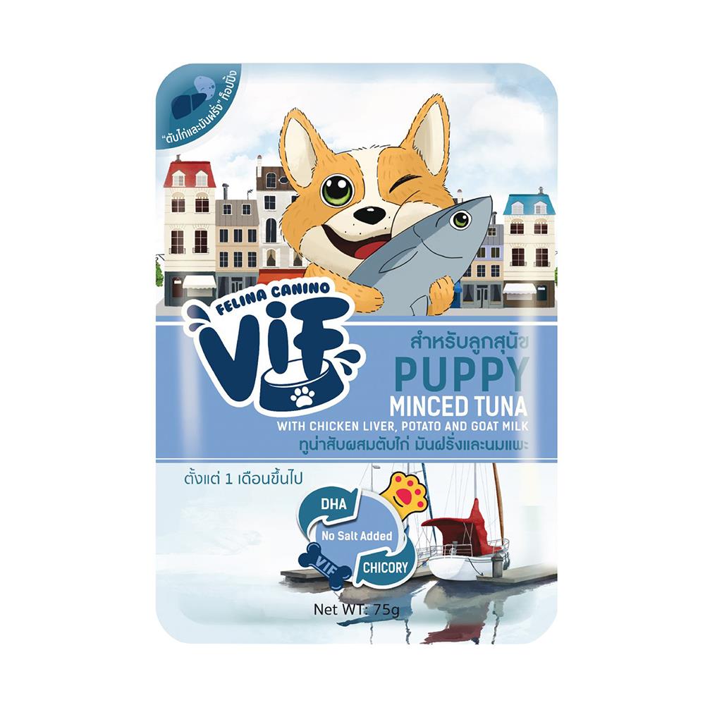 อาหารเปียกสุนัข VIF P3 MINCED TUNA AND GOAT MILK 75 ก.