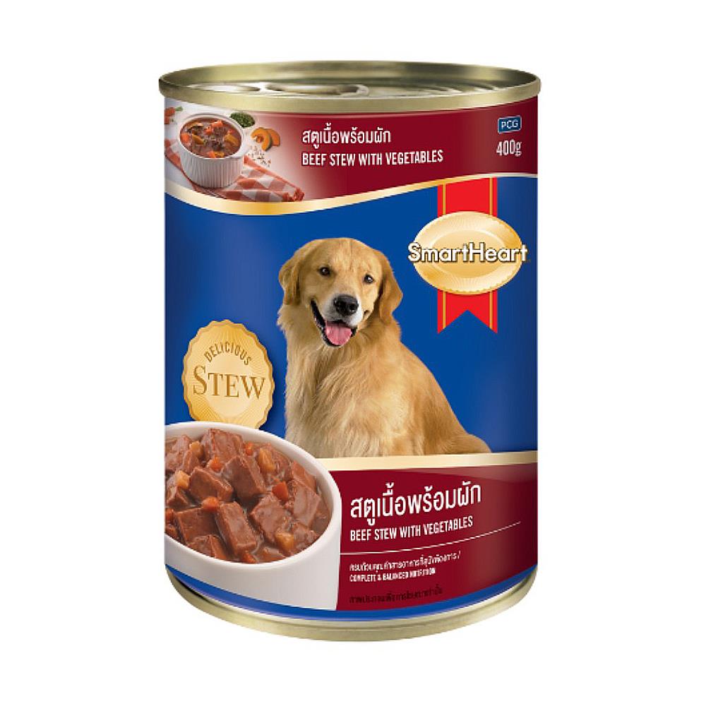 อาหารเปียกสุนัข SMARTHEART ADULT รสสตูเนื้อพร้อมผัก 400 ก.