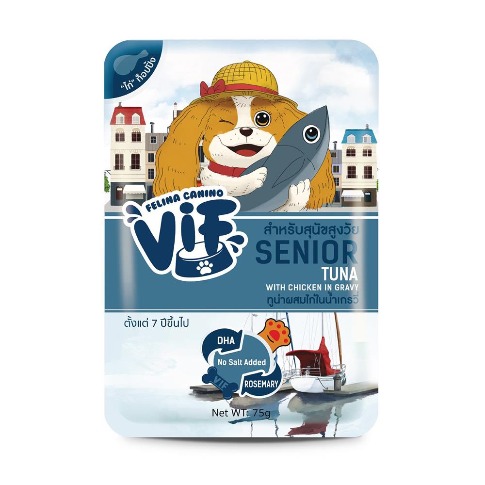 อาหารเปียกสุนัข VIF ELDERY TUNA WITH CHICKEN IN GRAVY 75 ก.