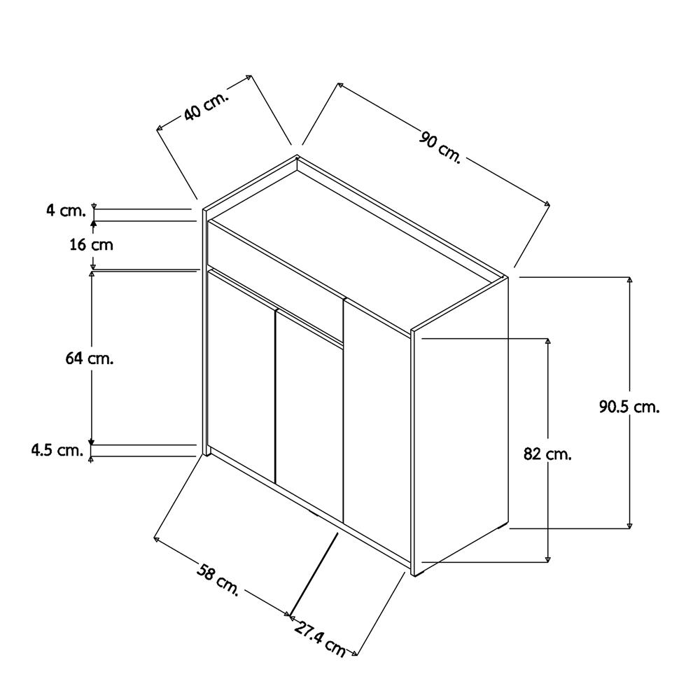 ตู้วางรองเท้า FURDINI SB9065 สีออทตาวา/ขาว