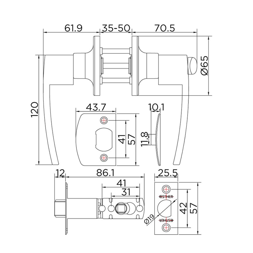 เขาควายห้องน้ำ ESTHER EAL-01-167-63 สีสเตนเลส