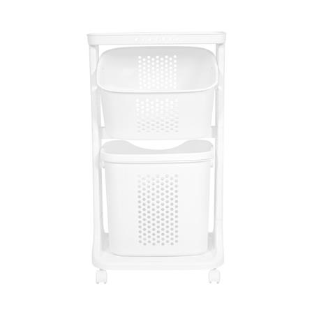 ตะกร้าผ้าเหลี่ยมมีล้อ 2 ชั้น PLIM 1025M2 สีขาว_2