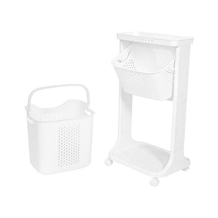 ตะกร้าผ้าเหลี่ยมมีล้อ 2 ชั้น PLIM 1025M2 สีขาว_3