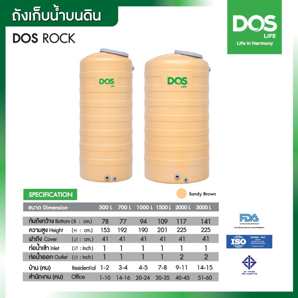 ถังเก็บน้ำ DOS ROCK 500 ลิตร สี SANDY BROWN