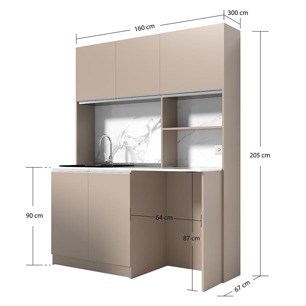 ชุดครัวสำเร็จรูปท็อปซิงค์ CABIN ELIO 1.60 ม. สีเบจ