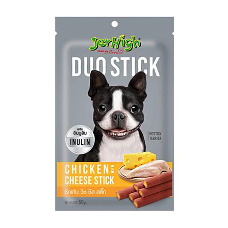 ขนมสุนัข JERHIGH DUO CHICKEN WITH CHEESE STICK 50 ก.