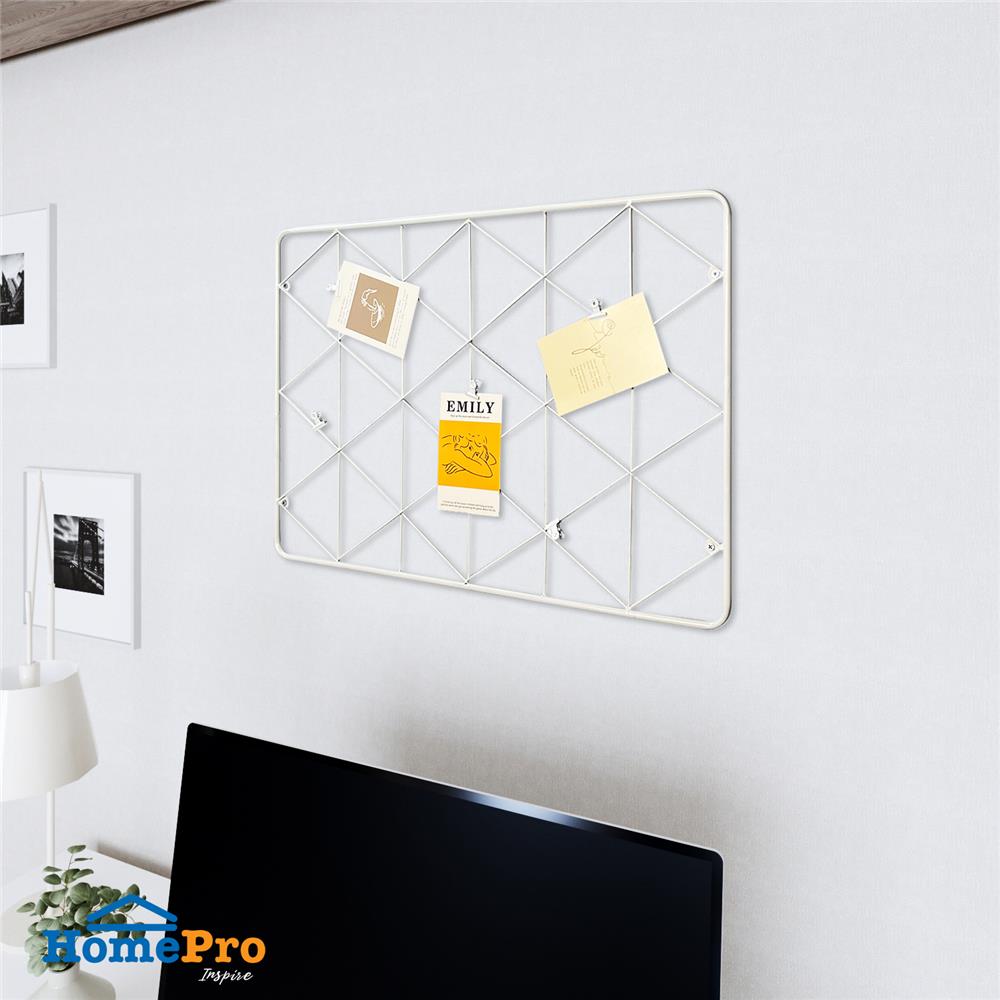 แผงเหล็กติดผนังพร้อมคลิปหนีบ STACKO EMILY 65x0.8x45 ซม. สีขาว