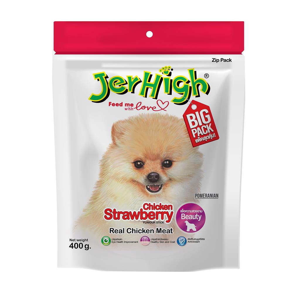 ขนมสุนัข JERHIGH CHICKEN STRAWBERRY STICK 400 ก.