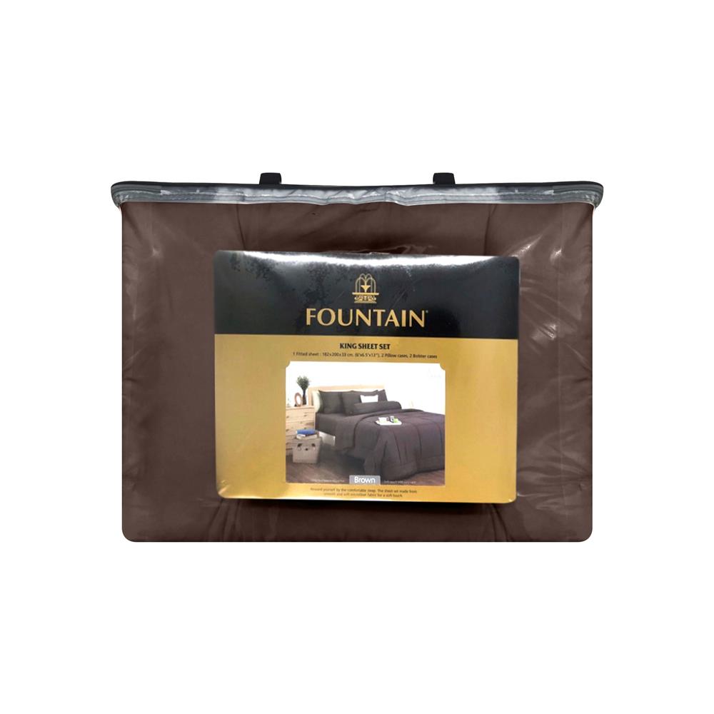ชุดผ้าปูที่นอน 6 ฟุต 6 ชิ้น FOUNTAIN COLOR 70201-FT BROWN