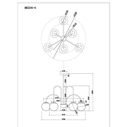 ไฟช่อ CARINI MS2201-6  6 หัว สีขาว/เงิน_4