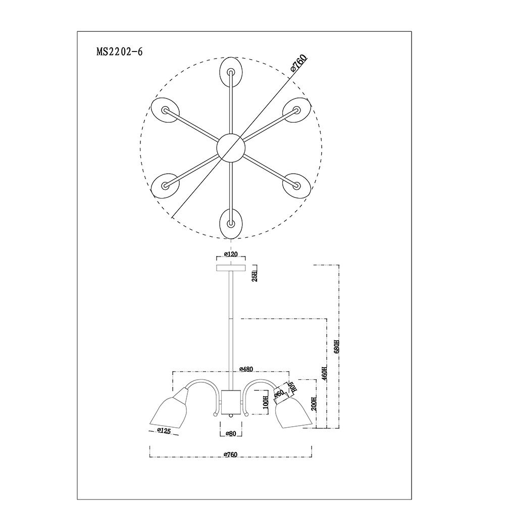 ไฟช่อ CARINI MS2202-6 6 หัว สีขาว/ดำ