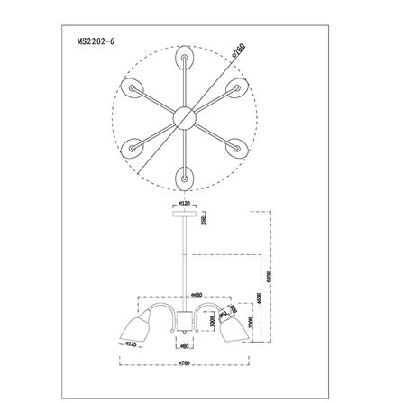ไฟช่อ CARINI MS2202-6 6 หัว สีขาว/ดำ_4