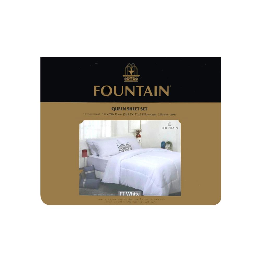 ชุดผ้าปูที่นอน 5 ฟุต 5 ชิ้น FOUNTAIN COLOR 70102-FT WHITE