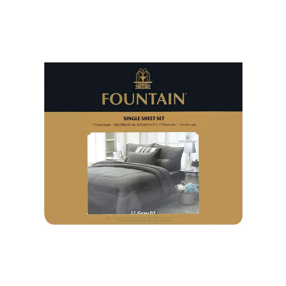 ชุดผ้าปูที่นอน 3.5 ฟุต 3 ชิ้น FOUNTAIN COLOR 70103-FT GRAY02
