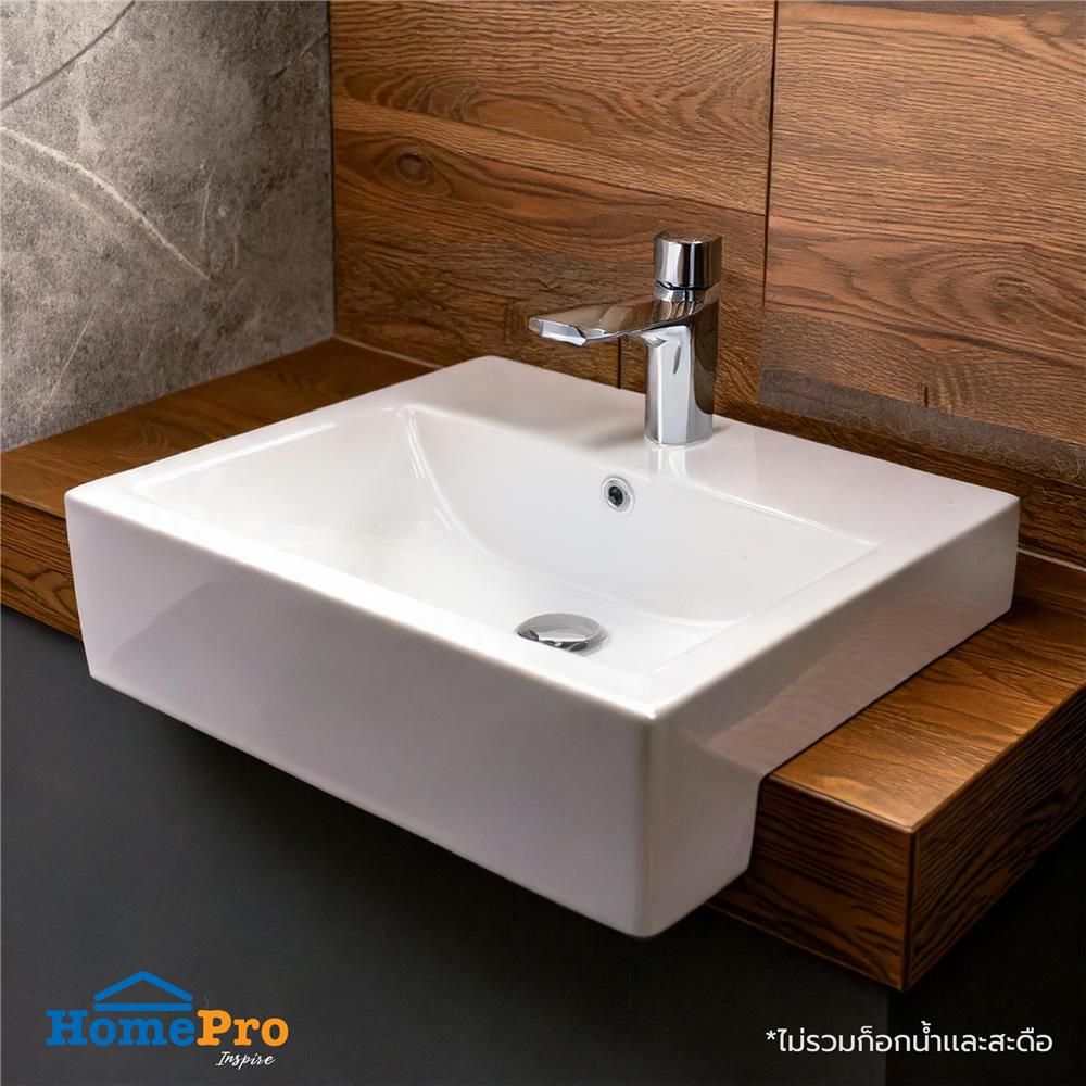 อ่างล้างหน้าฝังครึ่งเคาน์เตอร์ TOTO LW647CJW/F สีขาว