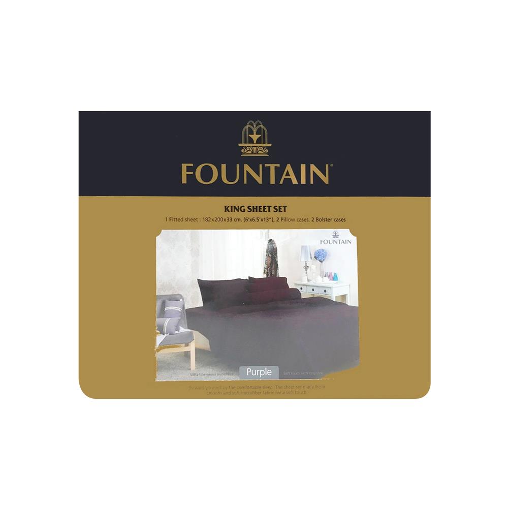 ชุดผ้าปูที่นอน 6 ฟุต 5 ชิ้น FOUNTAIN COLOR 70101-FT PURPLE