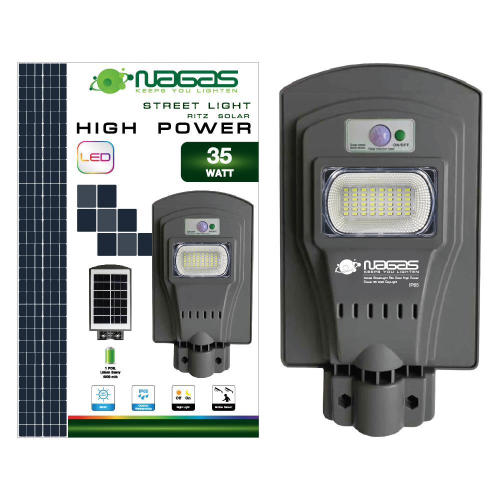 ไฟถนน SOLAR NAGAS SL 35 วัตต์ DAYLIGHT สีเทา