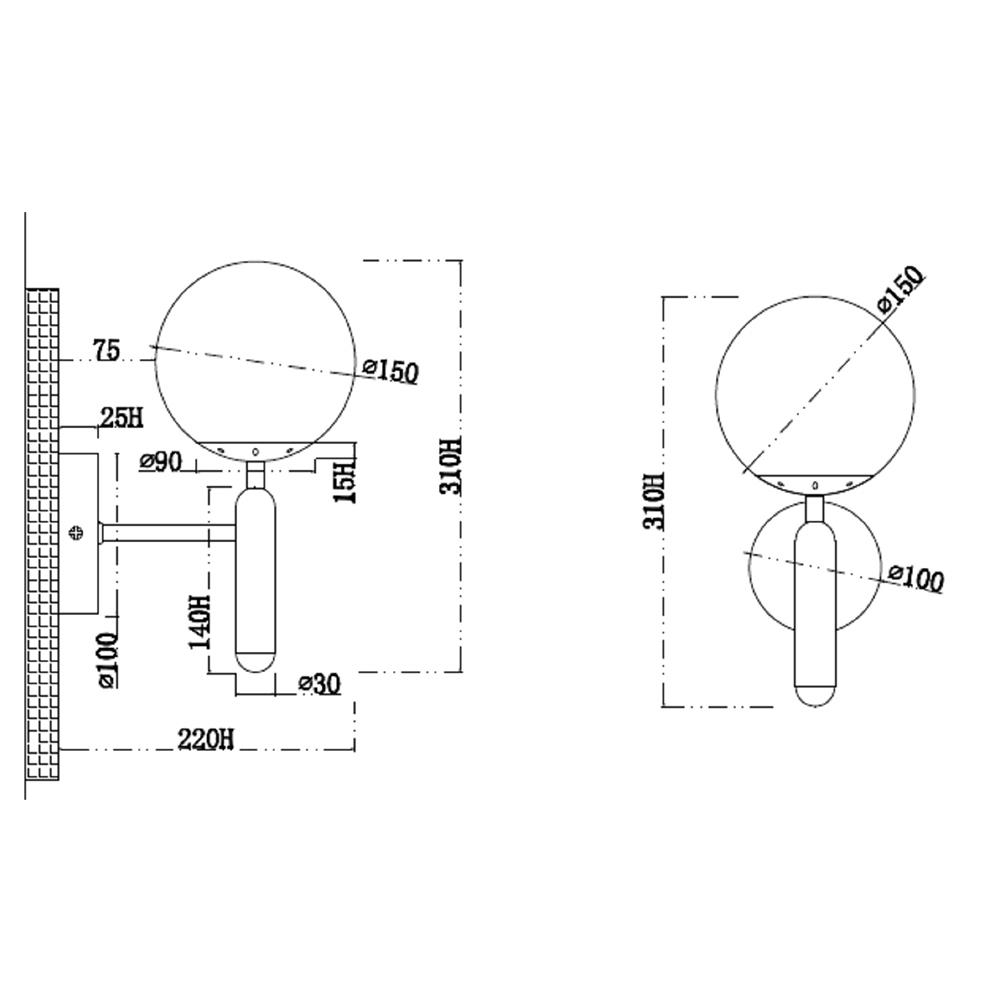 ไฟกิ่งภายใน CARINI MB2221 1 หัว สีขาว/ทอง 1 หัว