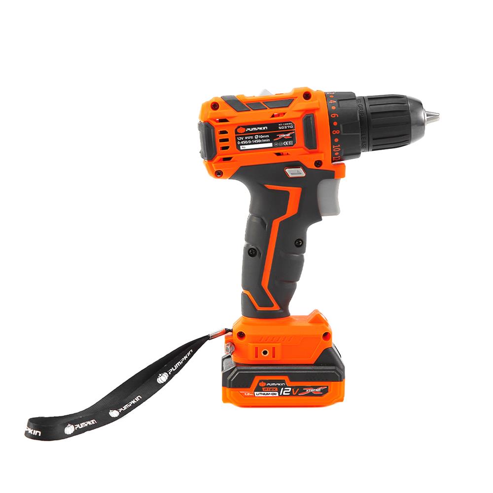 สว่านไร้สาย (พร้อมแบตเตอรี่) PUMPKIN XT-10DBL 50270 12 โวลต์