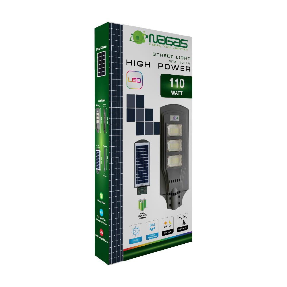 ไฟถนน SOLAR NAGAS SL 110 วัตต์ DAYLIGHT สีเทา