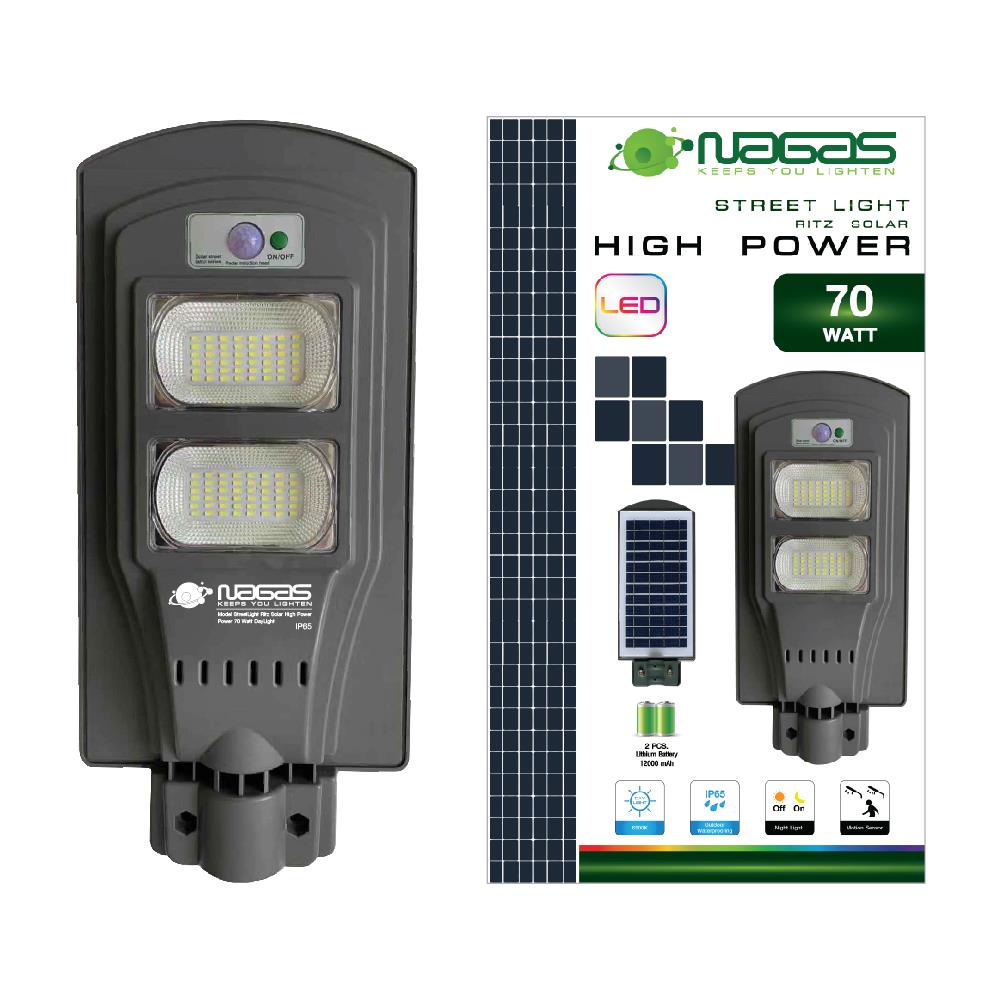 ไฟถนน SOLAR NAGAS SL 70 วัตต์ DAYLIGHT สีเทา