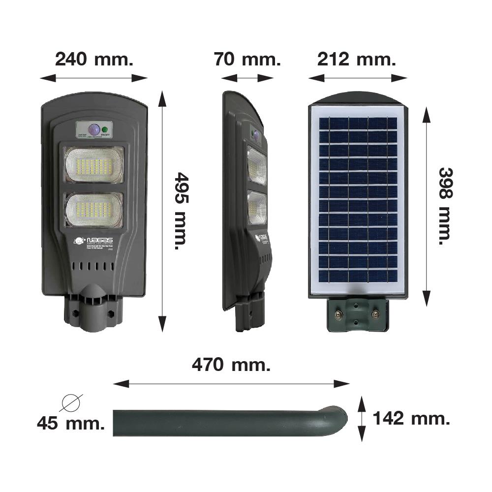ไฟถนน SOLAR NAGAS SL 70 วัตต์ DAYLIGHT สีเทา
