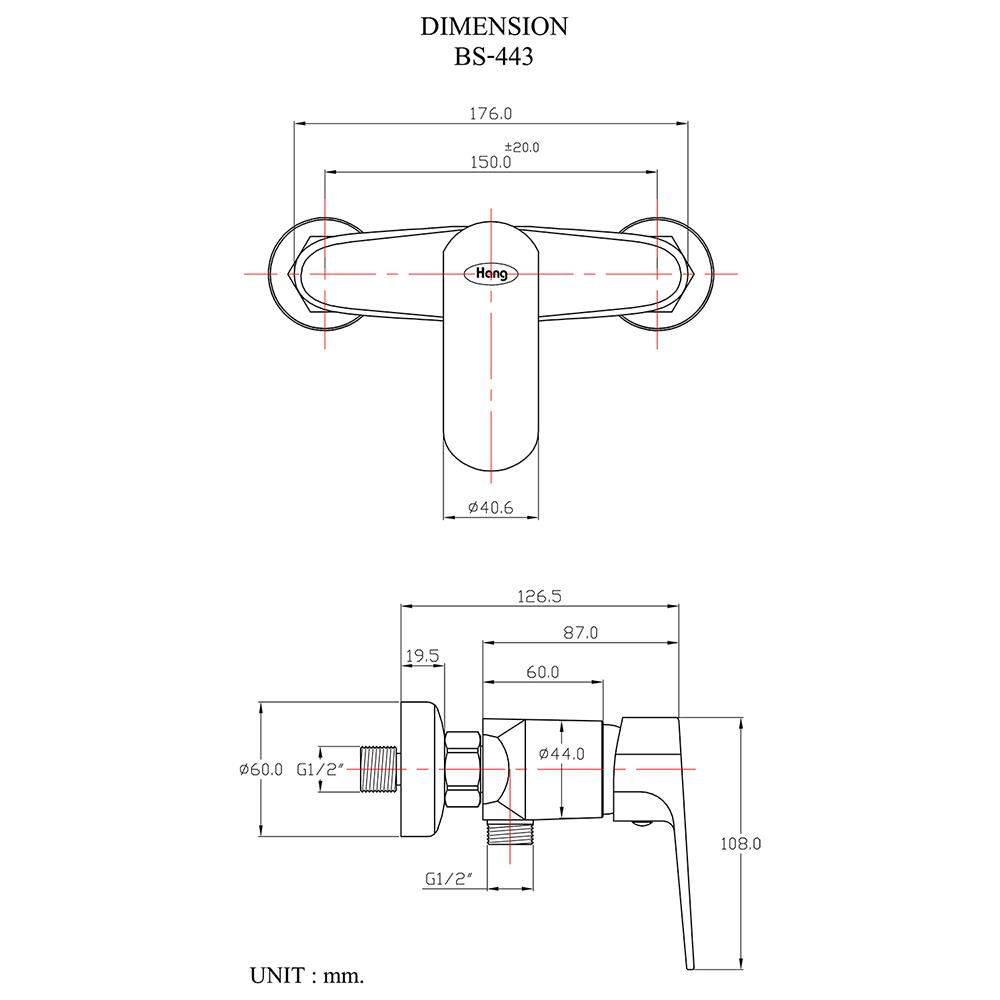 ก๊อกผสมยืนอาบ HANG BS-443