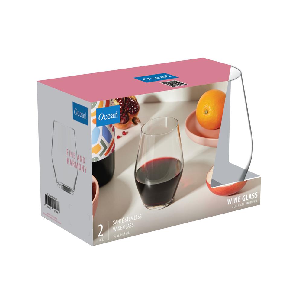 แก้วน้ำ 450ml OCEAN GLASS SANTE แพ็ค 2 ใบ
