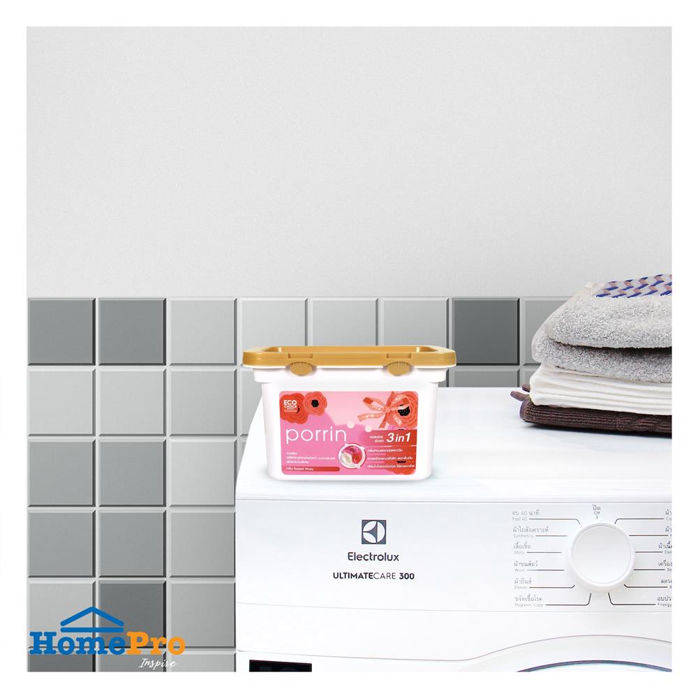 เจลบอลซักผ้าผสมน้ำยาปรับผ้านุ่ม สูตรเข้มข้นพิเศษ PORRIN 15 ชิ้น/กล่อง SWEET ROSY