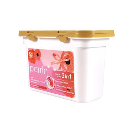 เจลบอลซักผ้าผสมน้ำยาปรับผ้านุ่ม สูตรเข้มข้นพิเศษ PORRIN 15 ชิ้น/กล่อง SWEET ROSY_1