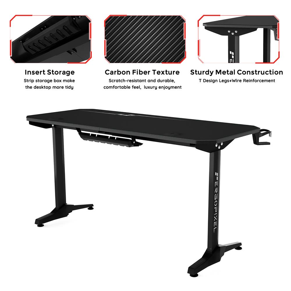 D.I.Y. โต๊ะเกมมิ่ง ERGOPIXEL GD-0001 140 ซม. สีดำ