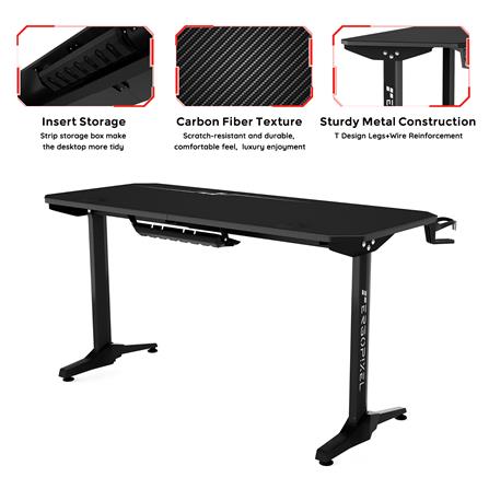 D.I.Y. โต๊ะเกมมิ่ง ERGOPIXEL GD-0001 140 ซม. สีดำ_3