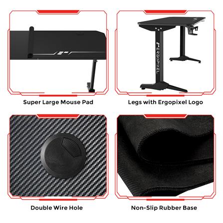 D.I.Y. โต๊ะเกมมิ่ง ERGOPIXEL GD-0001 140 ซม. สีดำ_4