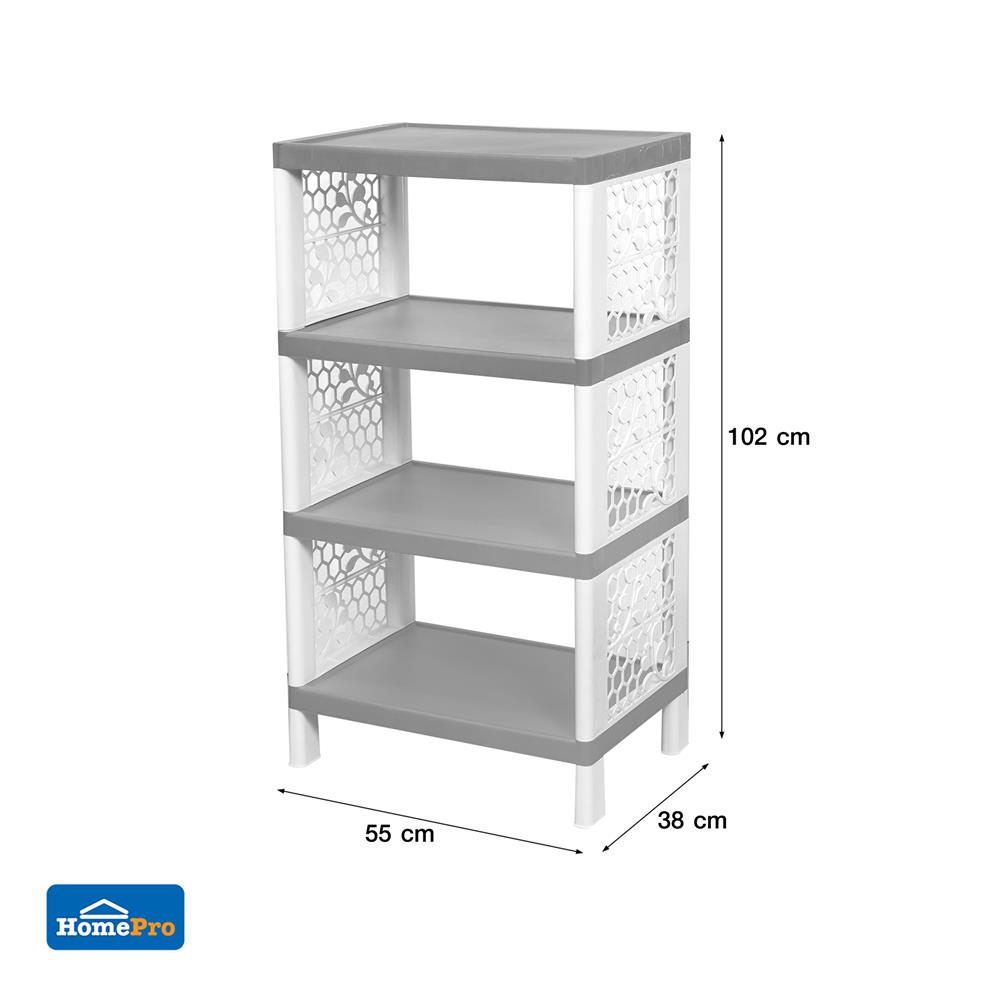 ชั้นวางของ 4 ชั้น ME LIVING FLOWER 55x38x102 ซม. สีเทา